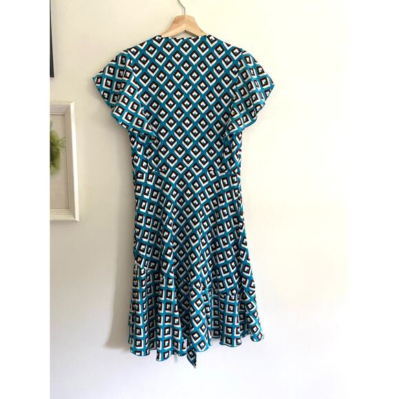 DIANE VON FURSTENBERG Avaya Blue Printed Dress Size Small - Picture 7 of 8